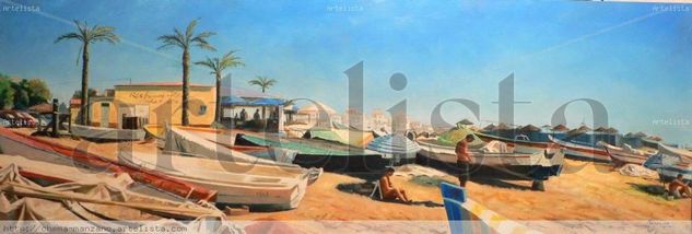 Barcas de Pesca en Marbella. Oil Panel Landscaping