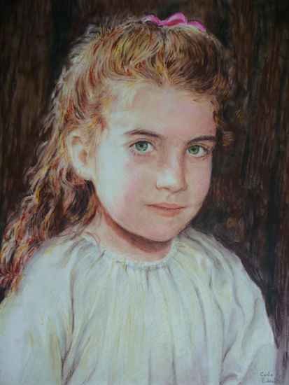 retrato de niña Pastel Card Portrait