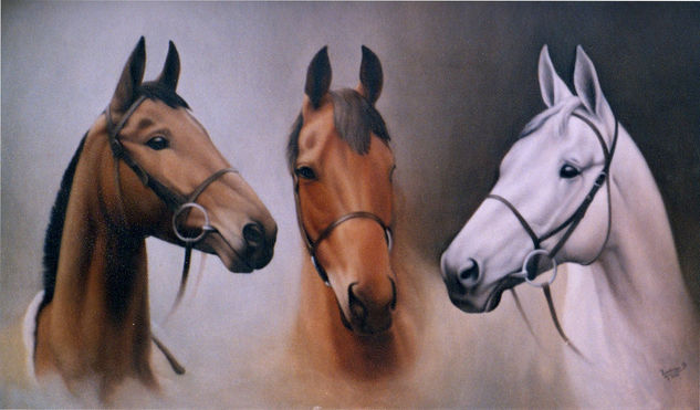 Trío Equino Oil Canvas Animals