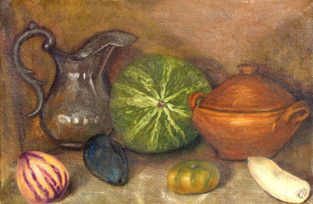 bodegon jarra y calabaza