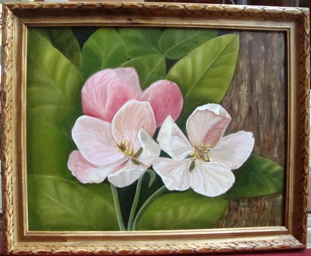 Manzano en flor Oil Panel Floral Painting