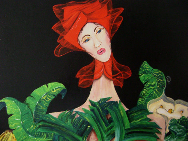 L mujer del turbante rojo Acrylic Canvas Figure Painting