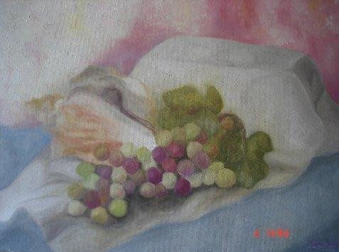 Uvas y caracol Oil Canvas Still Life Paintings