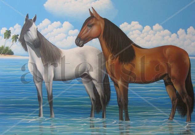 Pose en la Playa Acrylic Canvas Animals