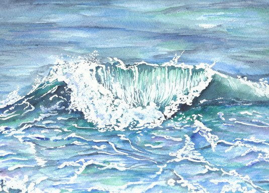 Una ola Watercolour Paper Marine Painting