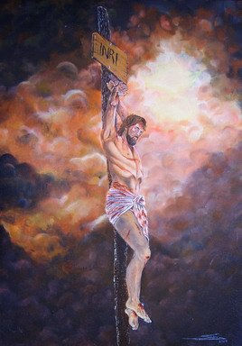 Crucifixion Oil Canvas Portrait