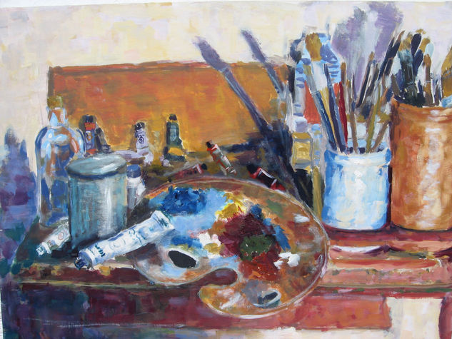 La mesa y  materiales del pintor Oil Canvas Others