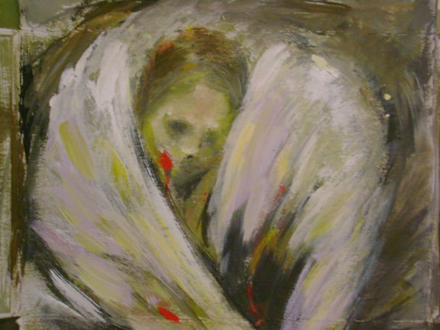 Angel pensativo Acrylic Paper Figure Painting