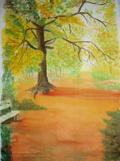 Parque en otoño Watercolour Paper Landscaping