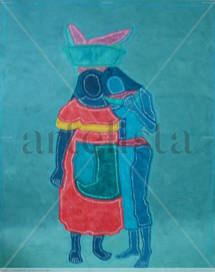 Palenquera con modelo Oil Canvas Figure Painting