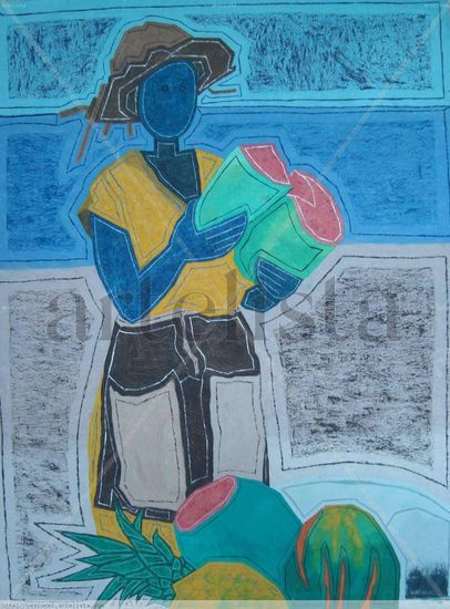 Palenquera con patillas Oil Canvas Figure Painting