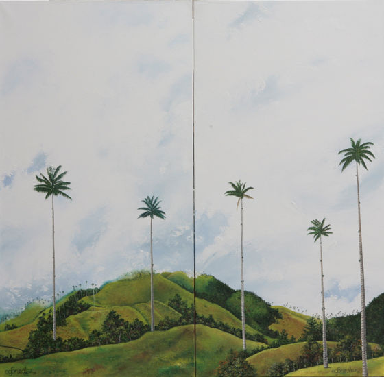 SINFONIA EN EL VALLE DE COCORA Díptico Oil Canvas Landscaping