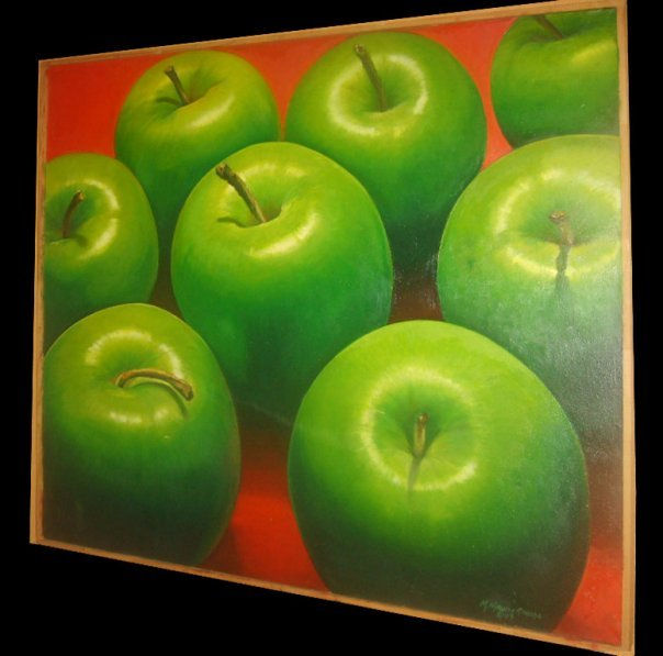 Manzanas verdes en contraste simultaneo