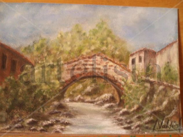 pueblecito entre montañas Pastel Card Landscaping