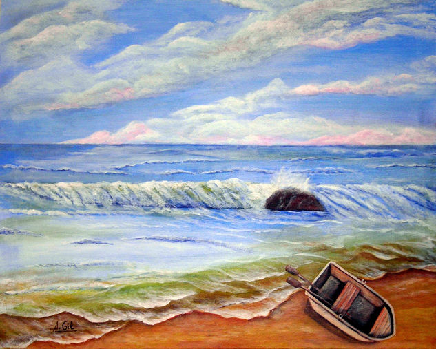 el bote Acrylic Canvas Marine Painting