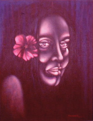 MUJER CON FLOR DE AVISPA Acrylic Canvas