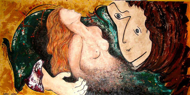 UN TIERNO ABRAZO Acrylic Canvas Nude Paintings