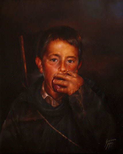 Niño comiendo manzana