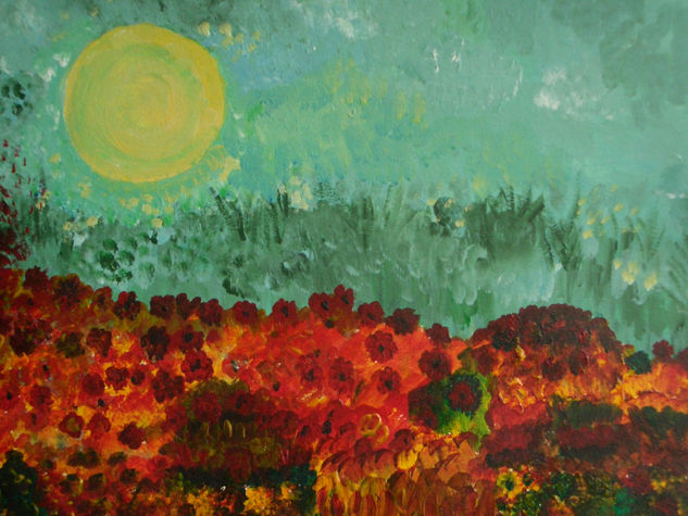 TARDE Y LUNA Acrylic Canvas Floral Painting