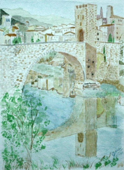 Besalú Acuarela Cartulina Paisaje