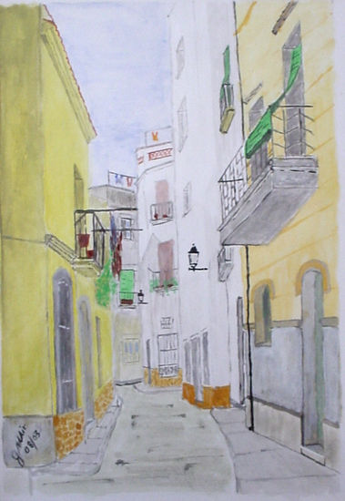 calle Notaría Acuarela Cartulina Paisaje