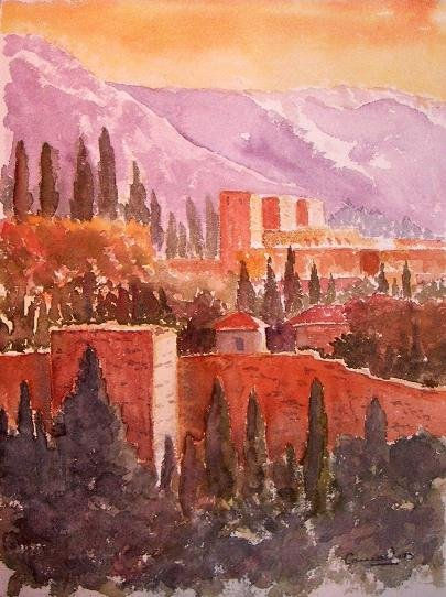 MURALLAS DE LA CUESTA DE LA ALCAHABA (GRANADA) Watercolour Paper Landscaping