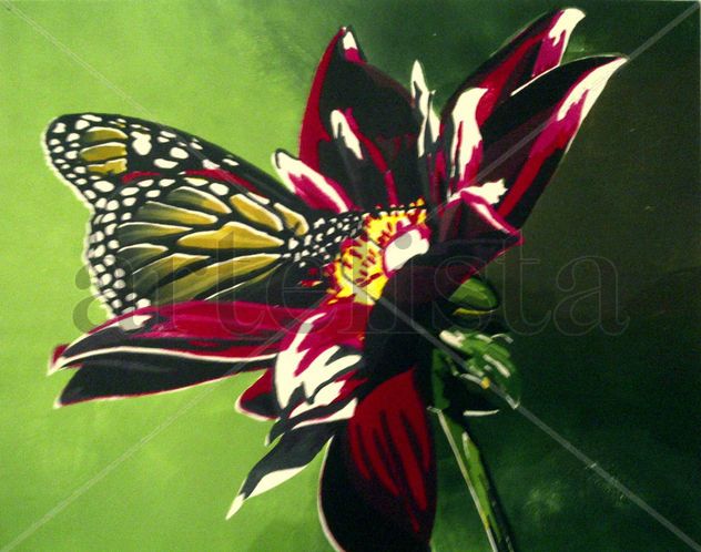 Mariposa en flor - Xilografia a seis tacos - Tirada 1/3