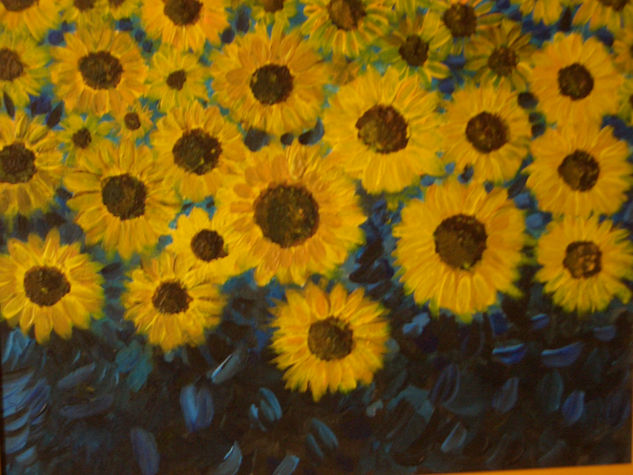 CAMPO DE GIRASOLES (3) Acrylic Panel Floral Painting