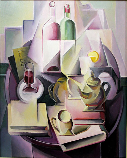 Bodegón en violetas Oil Panel Still Life Paintings