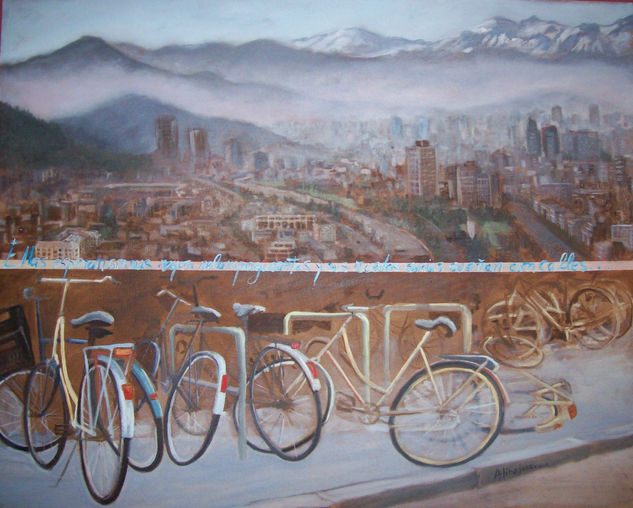 Bicicletas Óleo Lienzo Paisaje