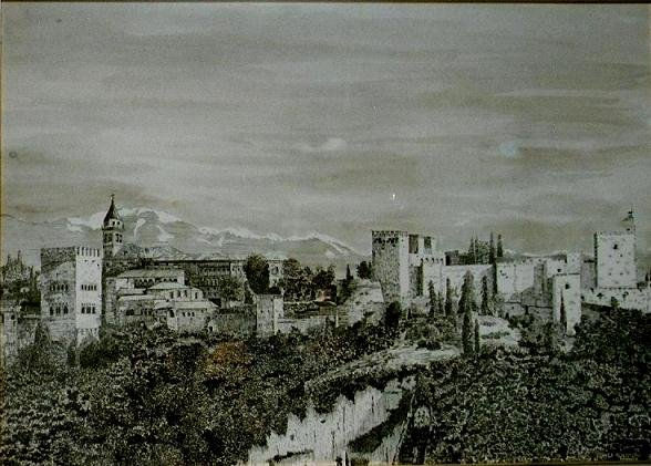 ALHAMBRA (GRANADA) Ink Paper Landscaping