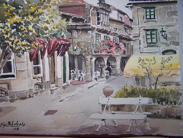 Plaza de la Herrerias, Pontevedra Watercolour Paper Landscaping