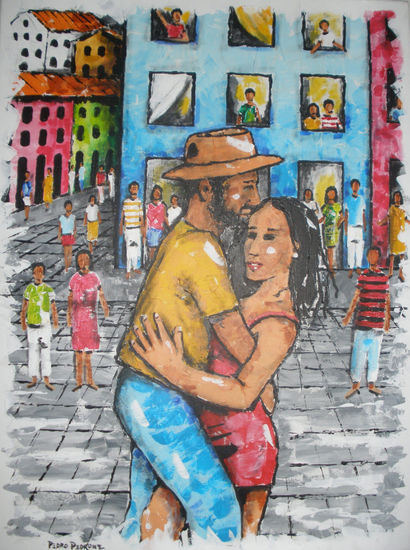 bailando en la calle Oil Canvas Others