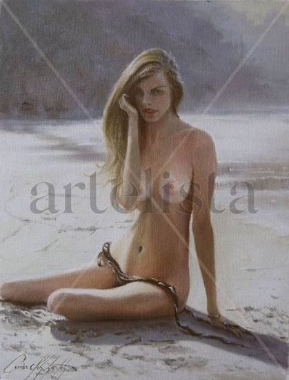 A praia é testemunha Oil Textile Nude Paintings