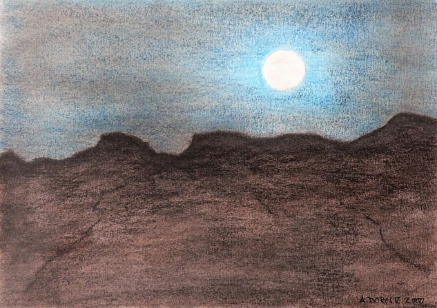 Luna llena Pastel Papel Paisaje