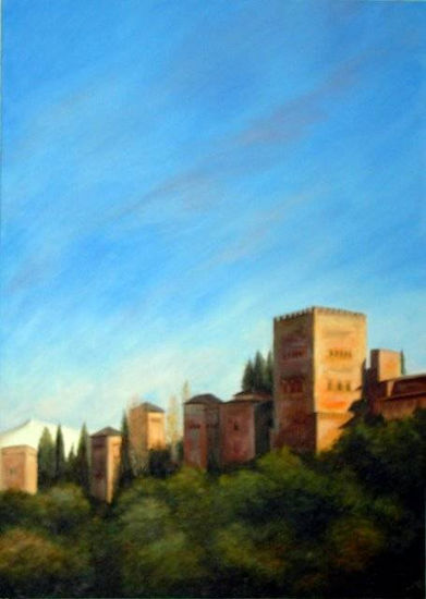 Torres de la Alhambra Óleo Tabla Paisaje