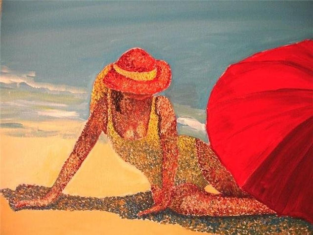 RED HAT Oil Canvas Figure Painting