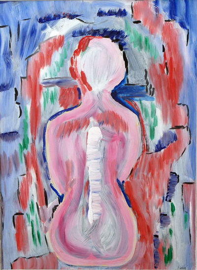 desnudo en rosa Oil Panel Figure Painting