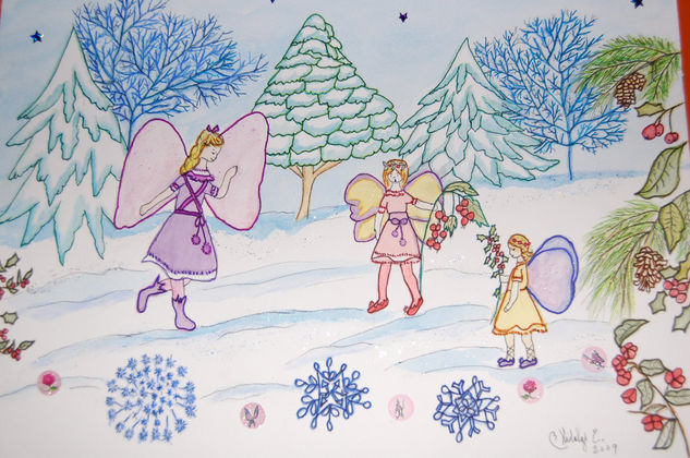 Hadas en la nieve Mixed media Paper Others