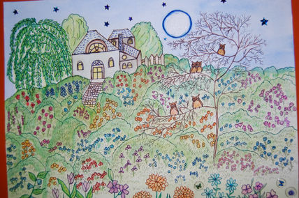 Jardín con buhos
