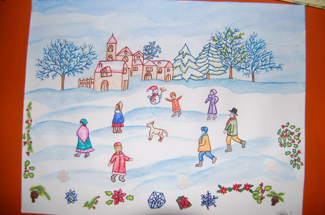 Navidad en la nieve Mixed media Paper Others