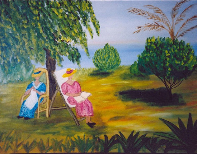 Señoras en el Jardín Oil Canvas Others