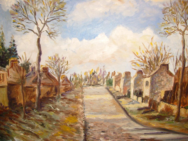 calle de un pueblo de francia Oil Canvas Landscaping