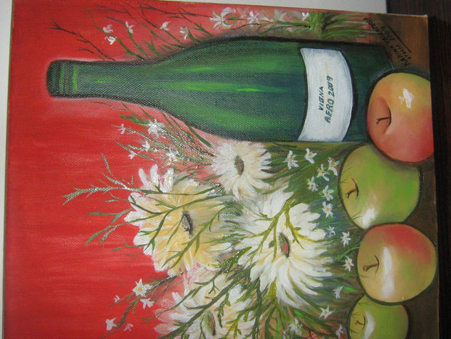 LA MELA Y EL VINO DE DON AFRO Oil Canvas Still Life Paintings