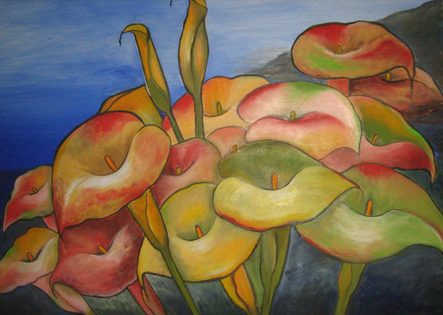 MIS CALAS Oil Canvas Floral Painting