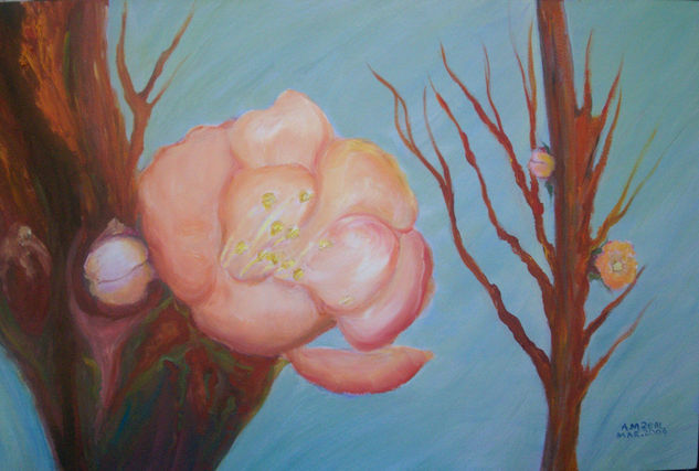 Flor de albaricoque Oil Panel Floral Painting