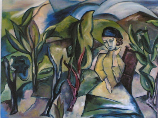 "Rapariga Com Boina" Oil Canvas Figure Painting