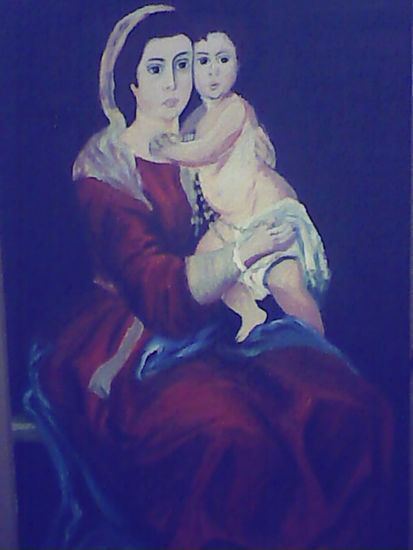 Virgen y niño Jesús Óleo Lienzo Retrato