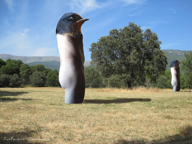 Dos hombres-pájaro en el campo, (Two bird-men in the field) 