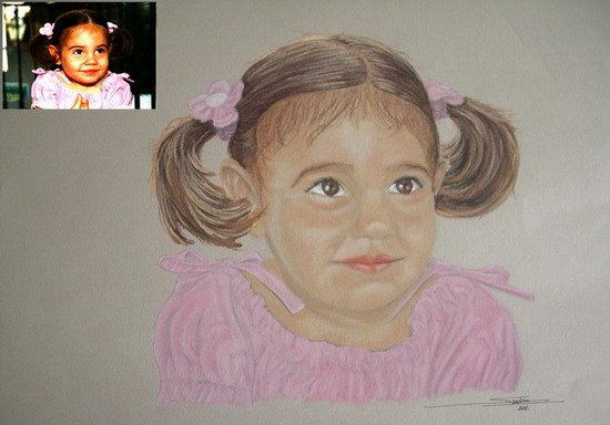 Pequeña Nati Pastel Paper Portrait